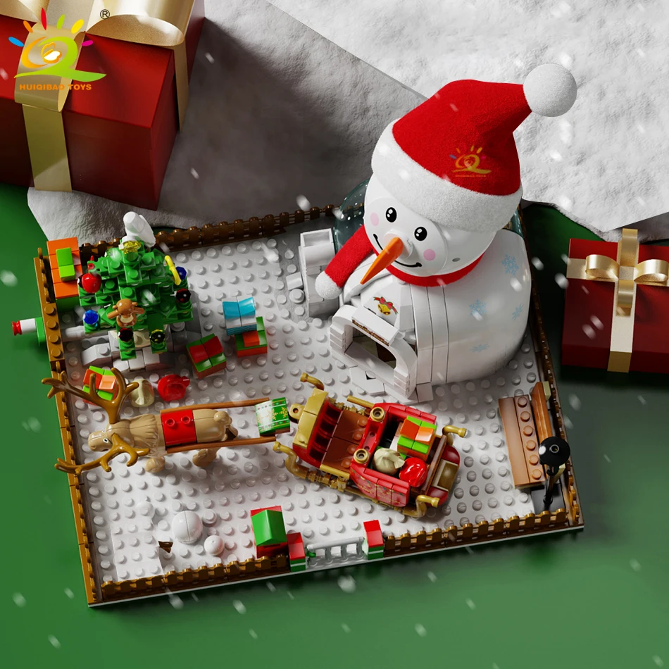 HUIQIBAO Санта Клаус рождественские серии строительные блоки с фигурами дерево Лось