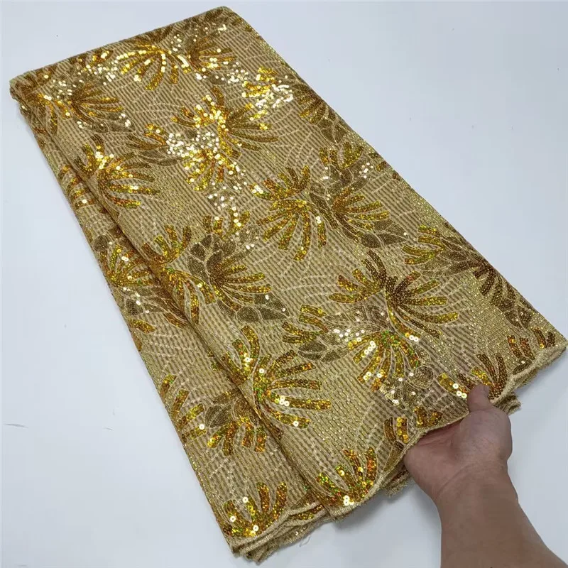 

5 Yards African French Lace Fabric High Quality Guipure Chemical Lace Fabric With Embroidery Bead For Wedding Part 1L101701