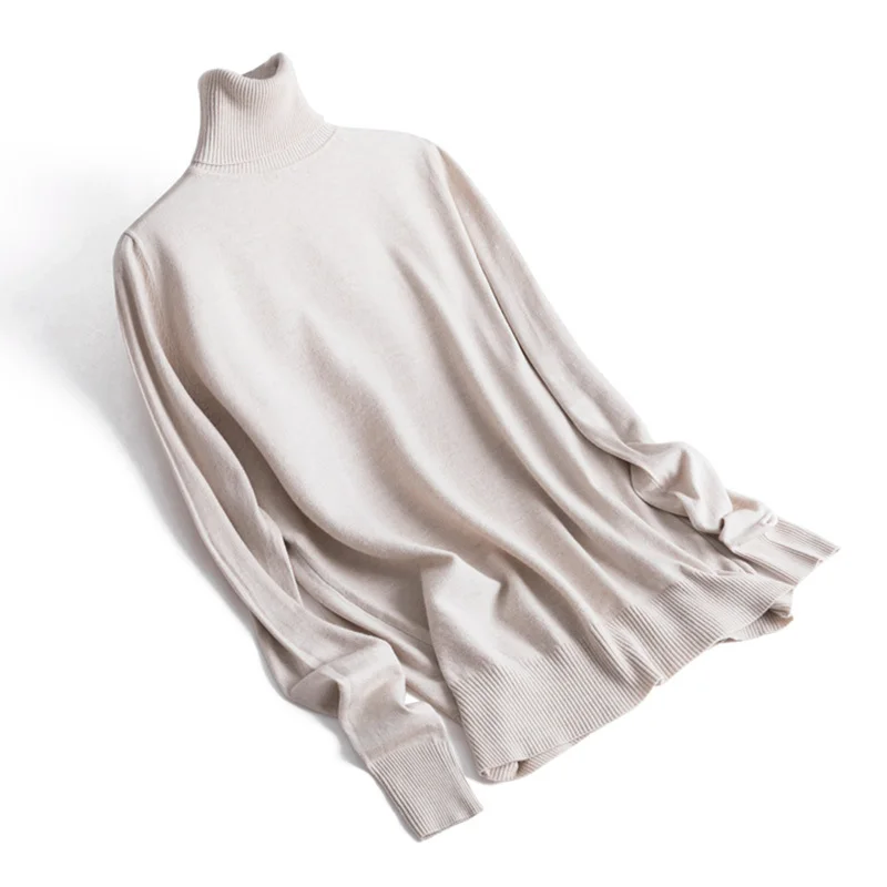 Женская трикотажная рубашка с длинным рукавом и высоким воротником