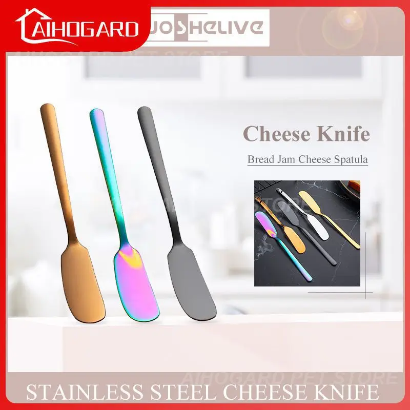 

Dinner Knives Stainless Steel Titanium Plated Butter Knife Dessert Jam Cheese Spatula Decor Kitchen Toast Bread Knife Tableware