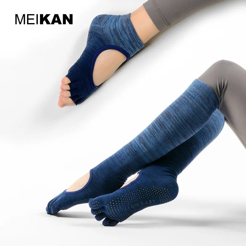 

Женские спортивные носки для йоги с пятью ножками, силиконовые Нескользящие танцевальные тренировочные фитнес-тренировки, Спортивные Чулк...