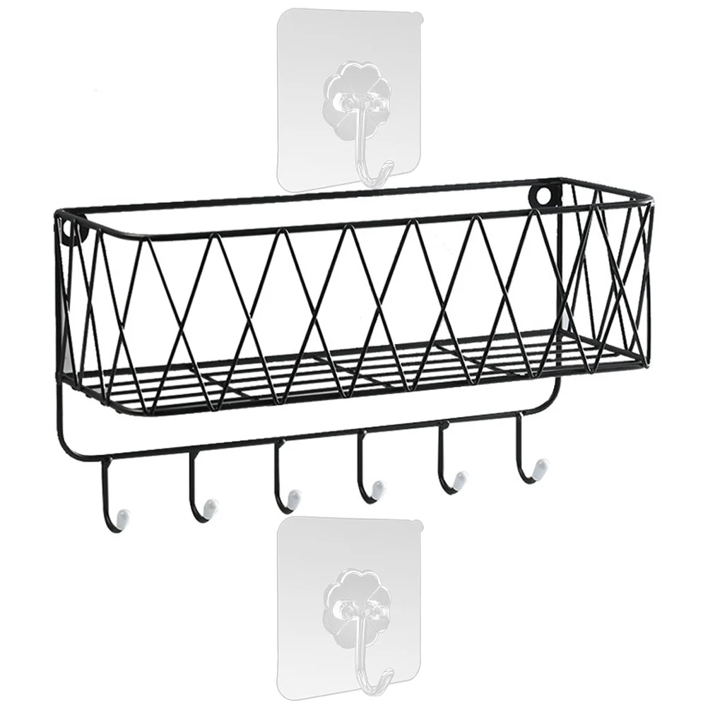 

Wall Basket Storage Bathroom Shelf Shelves Home Mounted Hanging Rack Kitchen Cup Floating Organizer Wire Shower Toiletries