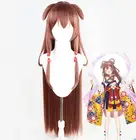 Парик для косплея аниме VTuber Inugami Korone Hololive геймеры девушки уши длинные волнистые волосы коричневые косы Holo без граффити волосы