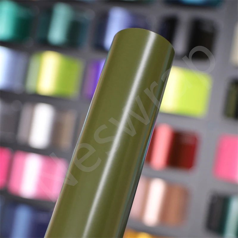 

Premium satin combat green vinyl wrap satin fighting green Wrap vinyl Car wrapping paper for car wrap Air Release easy install