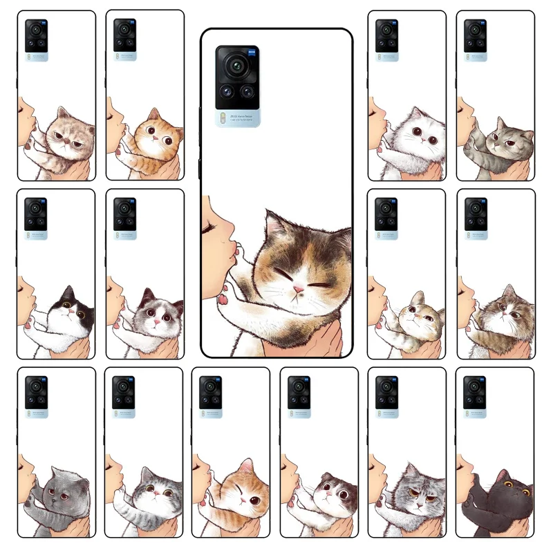 

No Kisses Cat Illustration Phone Case for VIVO V21e V20 SE V2023 V15 Pro V21 V19 V17 Neo 1819 1915 1907 1906 X60 Pro X50