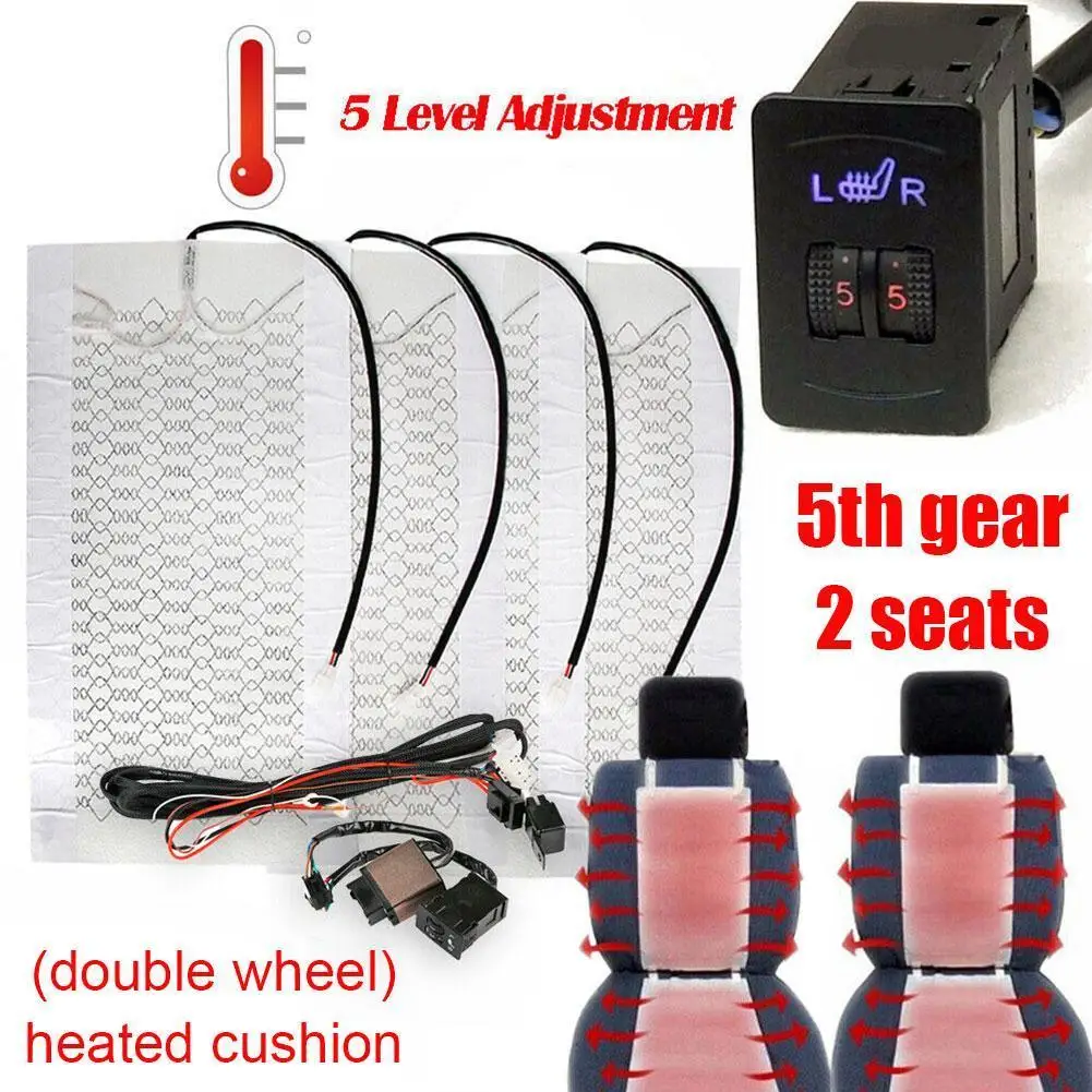 

12V Heated Car Seat Cushion Cover Seat Heater Kit Switch Cushion Universal Switch Warmer Low Winter High Gear Round Winter U3X3