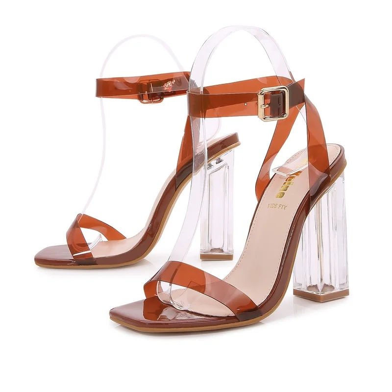 

Сандалии женские на прозрачном каблуке, Босоножки на каблуке, массивная обувь для свадьбы/Вечеринки, дизайнерские пикантные туфли-лодочки ...