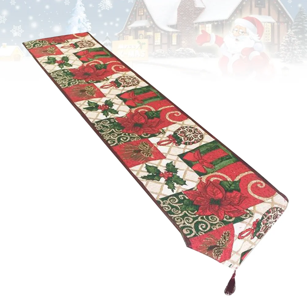 

Table Runner Christmastablecloth Party Holiday Supplies Decoration Paper Embroidery Bed Snowman Tassel Berry