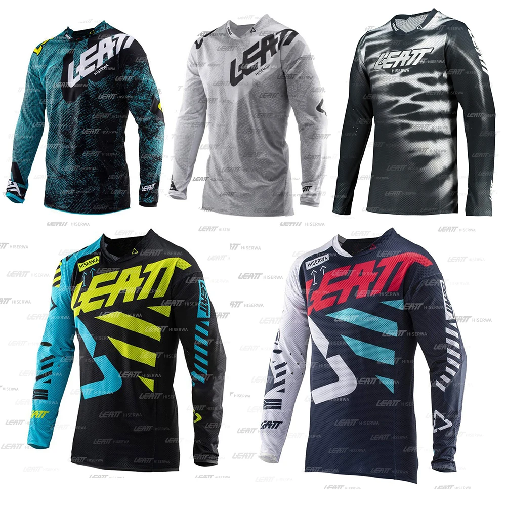 

Men's Motocross Cycling Jersey MTB HISERWA LEATT Motocross T-Shirt Quick-Dry Breathable Downhill Jersey