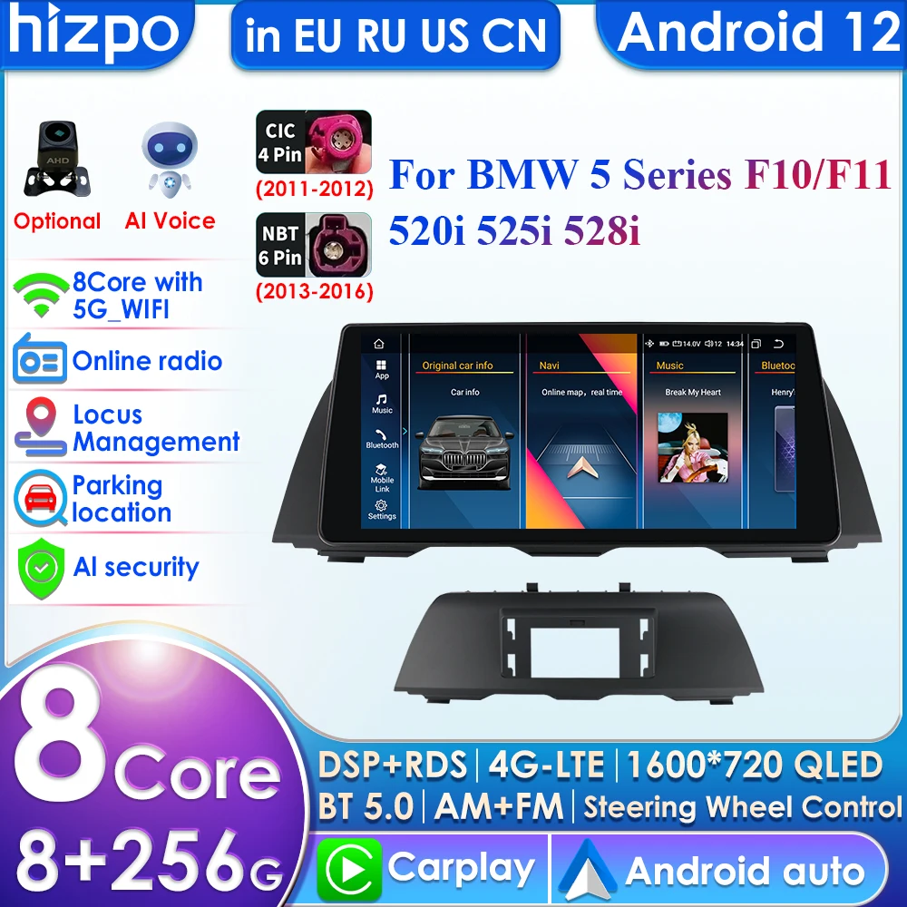 

2din Android Autoradio for BMW 5 Series F10 F11 F12 CIC NBT Car Radio Multimedia Video Player GPS Navi Head Unit Carplay 4G WIFI