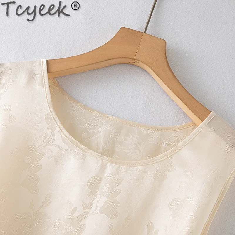 Tcyeek платье из 100% натурального шелка тутового женская летняя одежда миди 2024