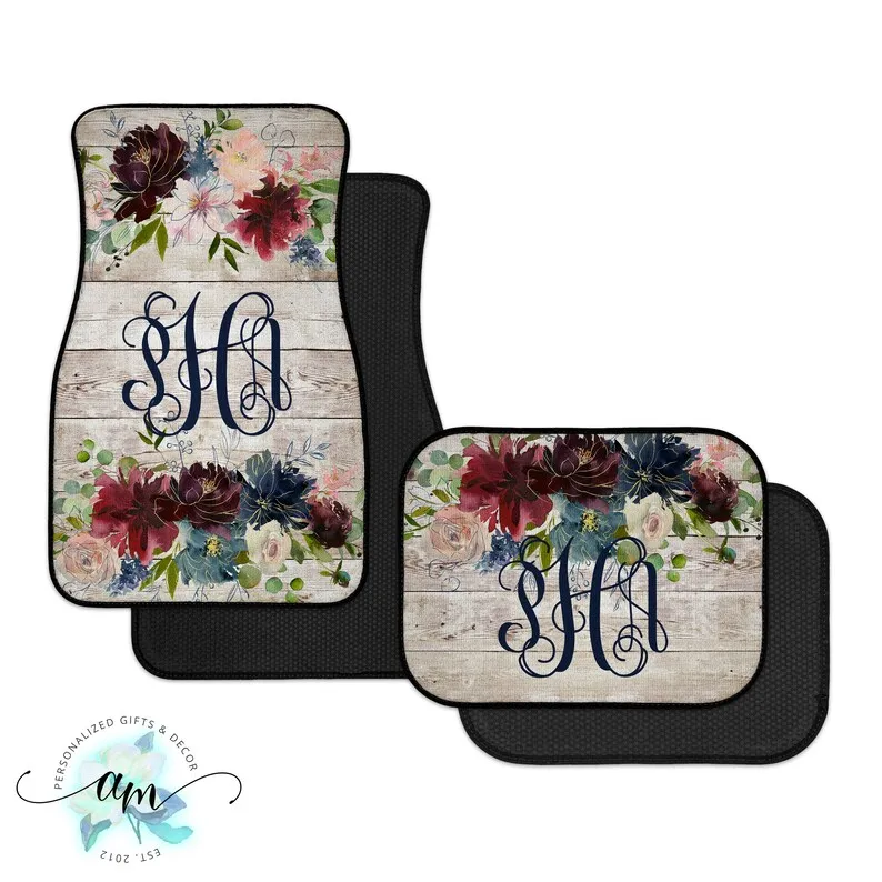 

Personalized Car Mats Floral Car Mats Car and Auto Accessories, SUV and Truck Floor Mats Gifts for Her