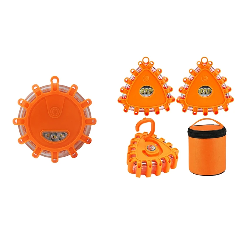 

3 Pack Roadside Safety Warning Lights Warning Light Roadside Warning Safety Disc Beacon Flashing Flare Kit ,Round