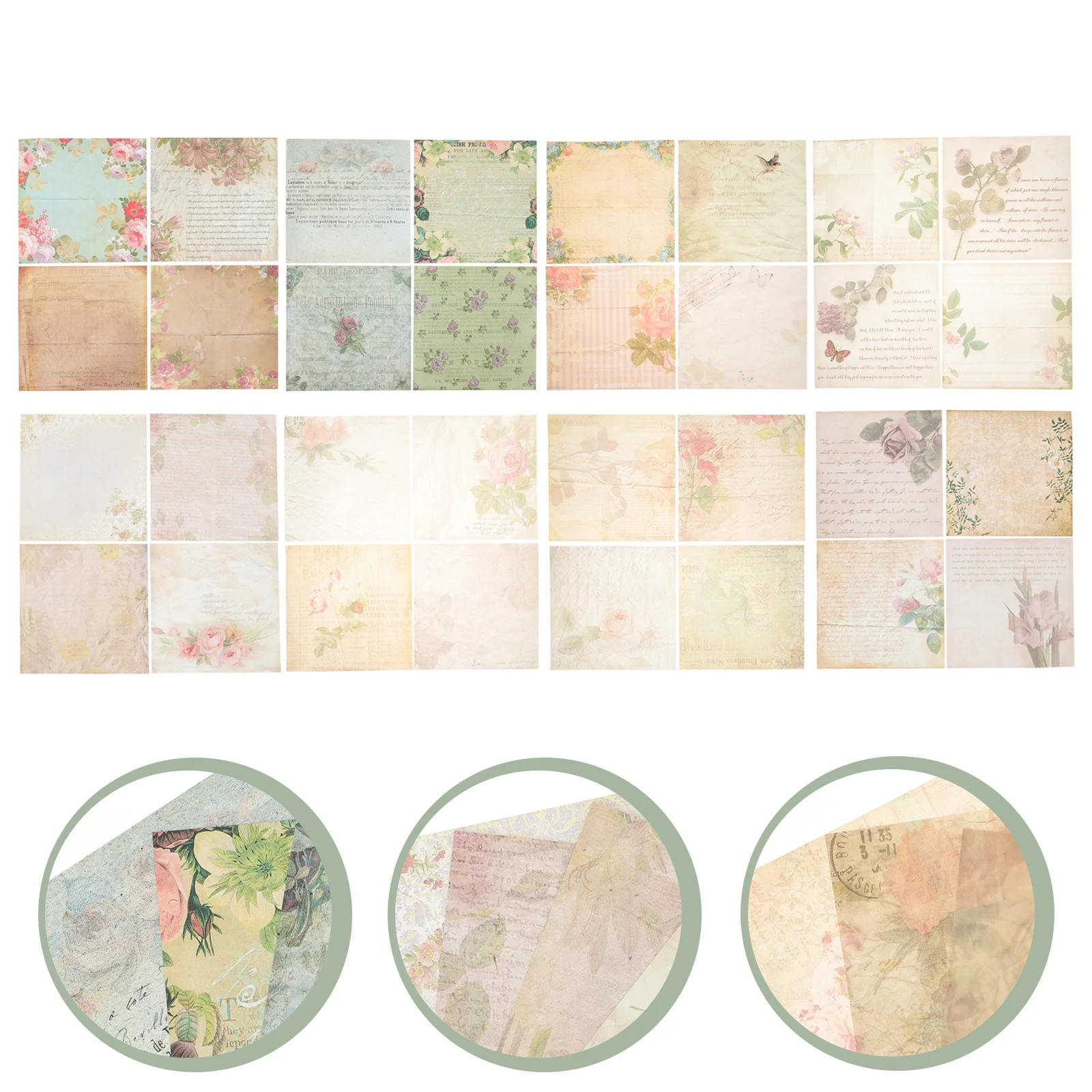 

Paper Scrapbooking Scrapbook Material Vintage Stickers Diy Supplies Washi Journal Pad Floral Retro Journaling Album Flower