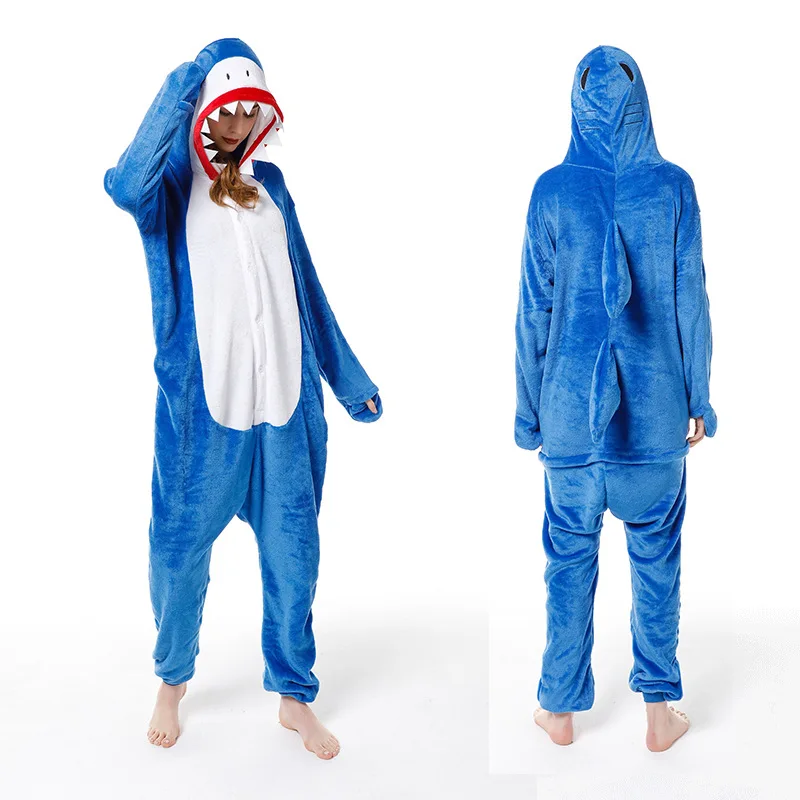 

Пижама в виде акулы для взрослых, Зимняя женская фланелевая одежда для сна, пижама в стиле унисекс с милыми мультяшными животными, Детская П...