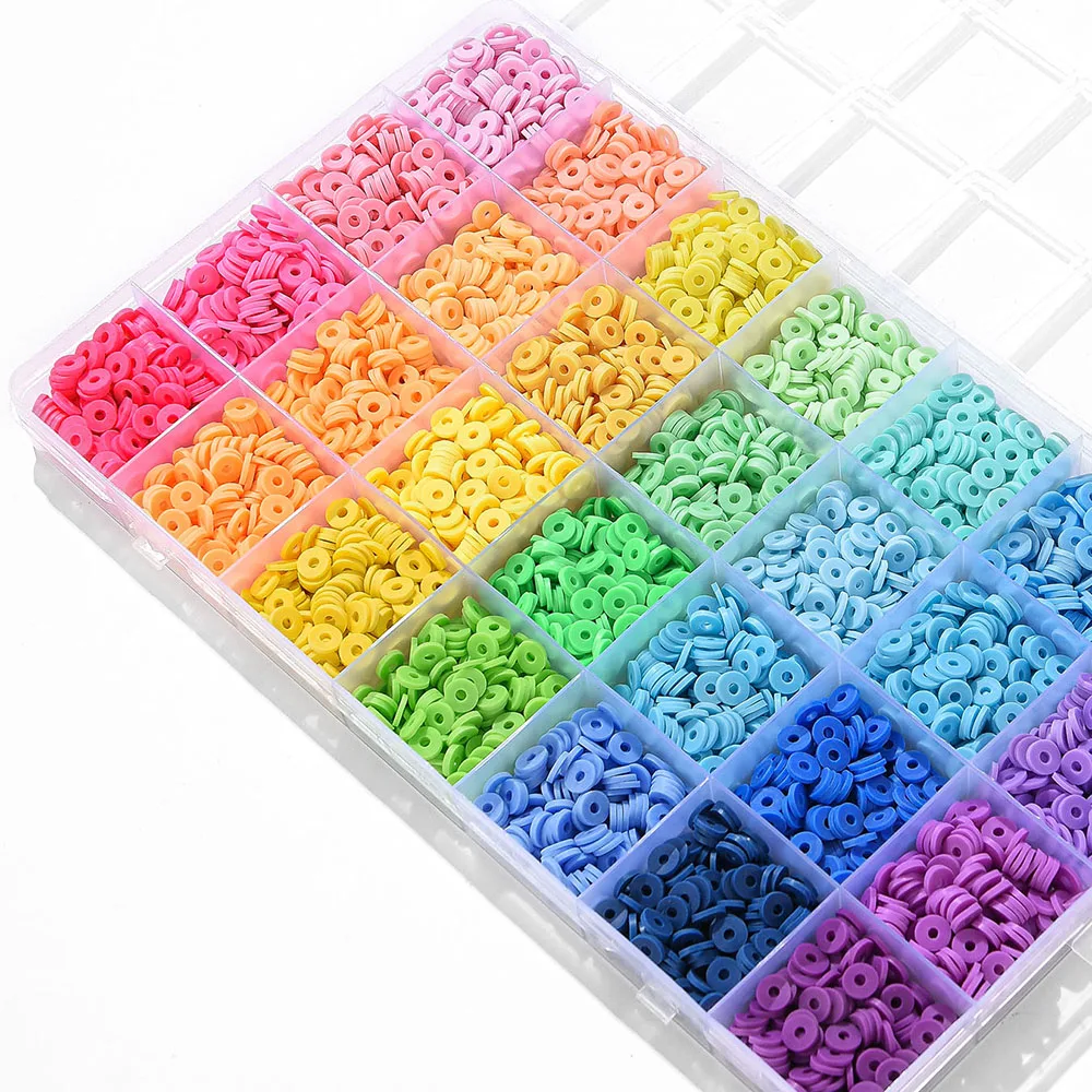 4200 Шт. Глиняные Бусины Для Изготовления Браслетов 28 Цветов Плоские Круглые