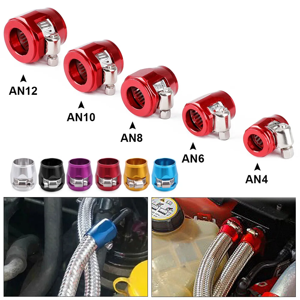 

1lot=2pcs Hose Clamp 6 AN4 AN6 AN8 AN10 AN12 End Fuel Pipe Clip Oil Water Tube Hose Fittings Finisher Clamps Hex Finishers