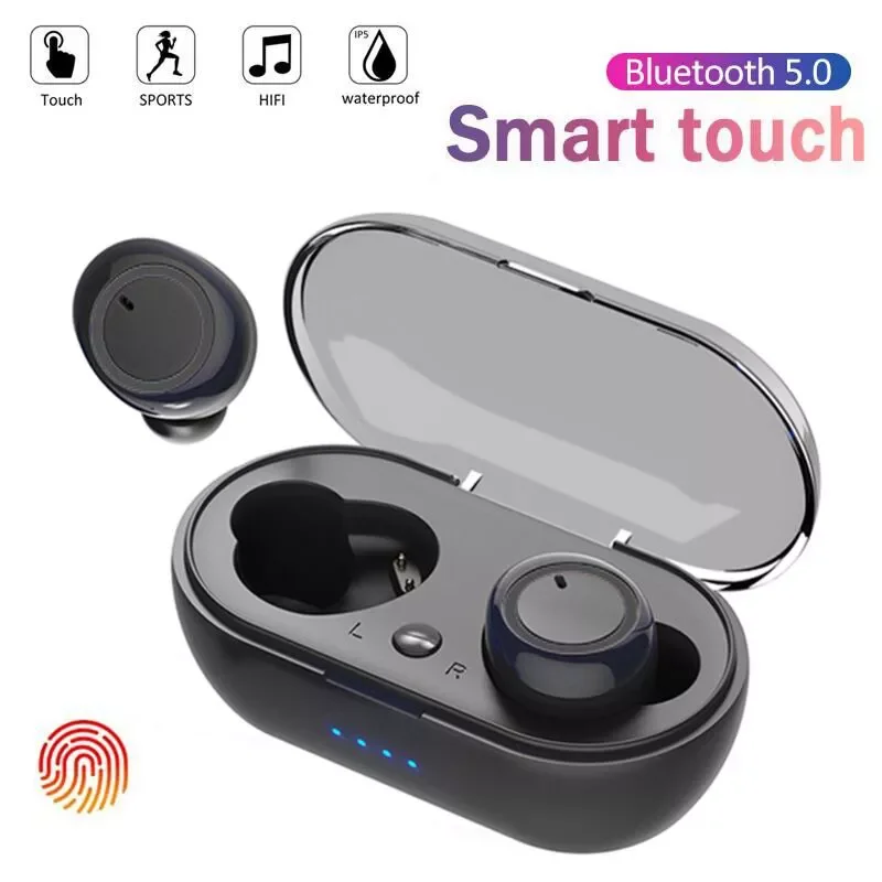 

Y50 TWS Bluetooth Earphone Wireless Headphones Tough Control Stereo Headset Sport Earbuds with Charging Box for iPhone