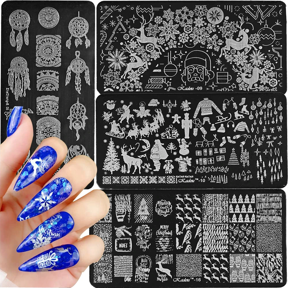 

Nail Art Stamping Mode-Xmas Nail Art Stamping Plates for Nail DIY Snowflake Deer Tree Snowman Image Stamper Manicure Transfer