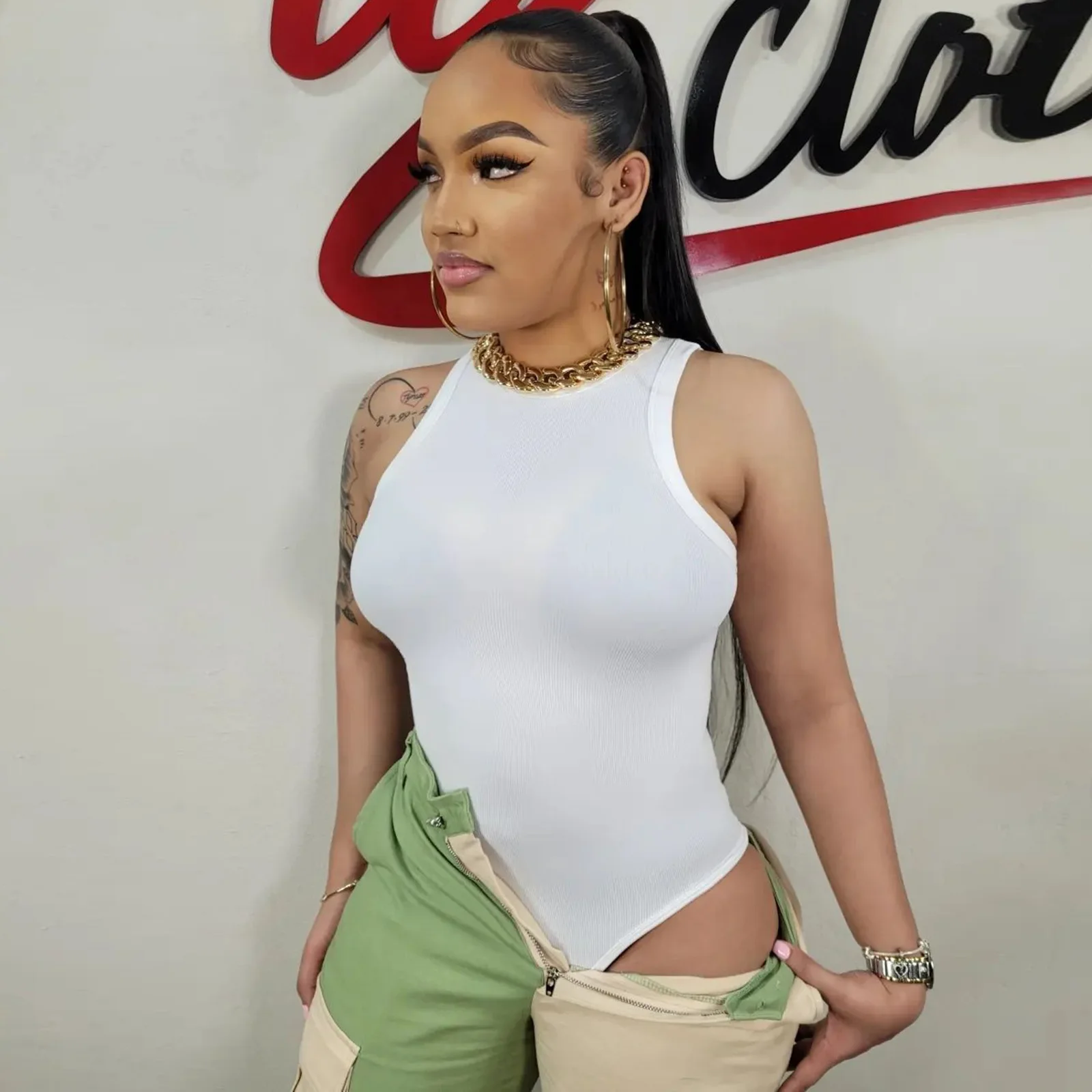 Casual Women Shirt Bodysuit Slim Bodycon Solid Color Playsuit Streetwear Shirt Romper Women Jumpsuit Overalls