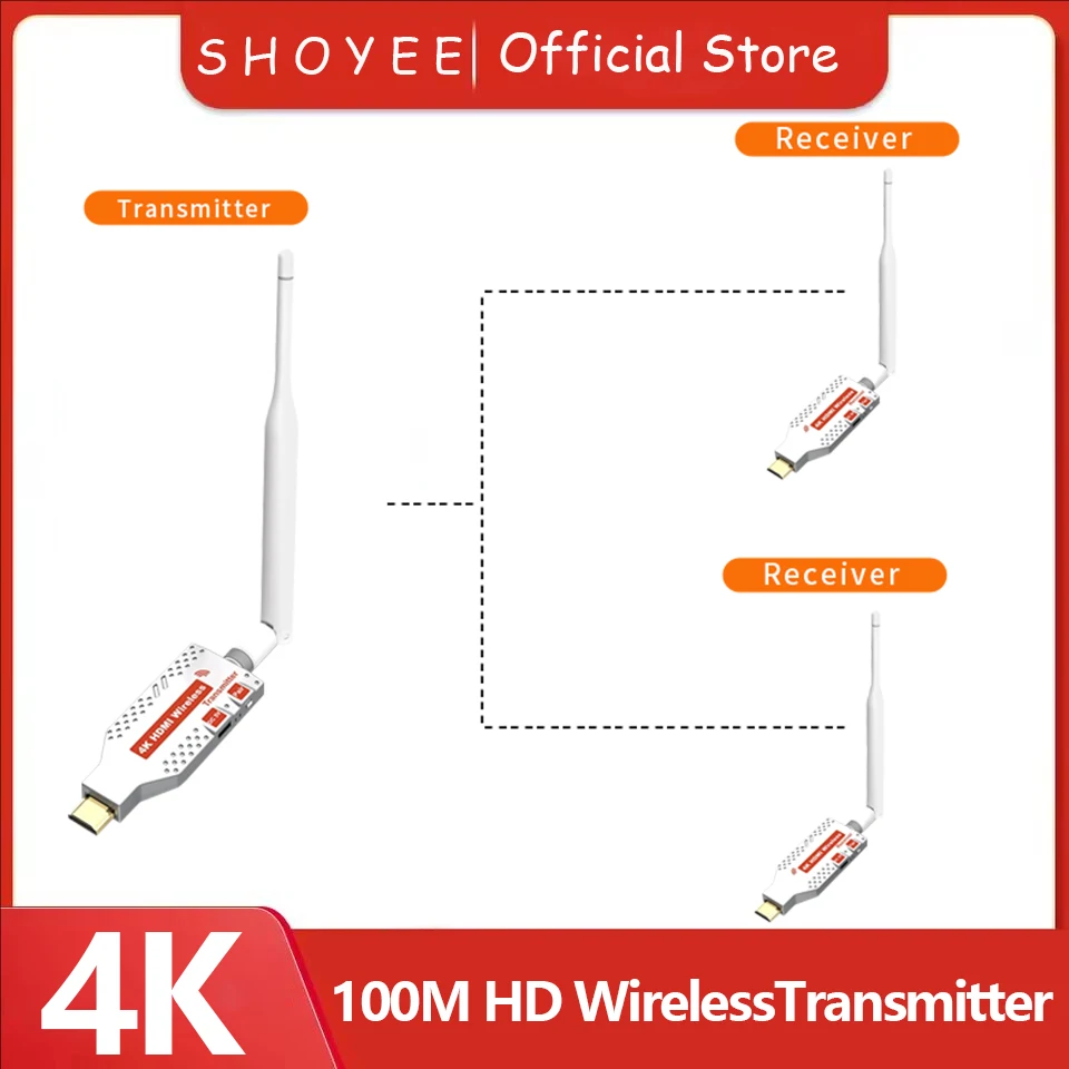 Фото Беспроводной видеопередатчик и приемник HDMI 5,8G, HDMI-удлинитель, Bluetooth-аудиопередатчик для встреч для ноутбука, телевизора, проектора №1