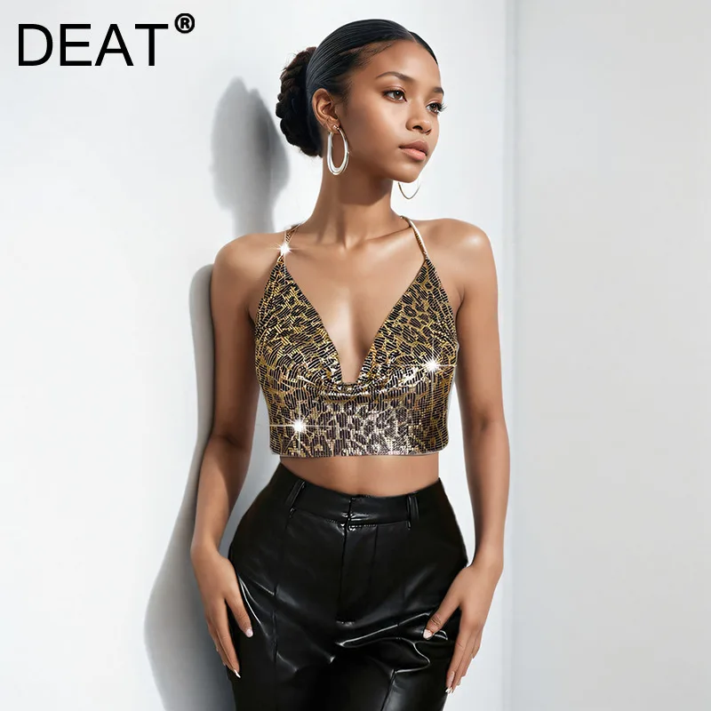 DEAT женская мода металлическая майка с блестками весна 2022 новые товары