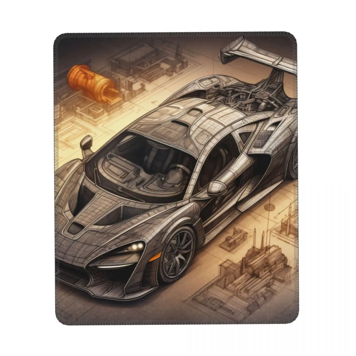 Drawing Schematics Rubber Desktop Mousepad Non Slip Simple Cute Mouse Pads