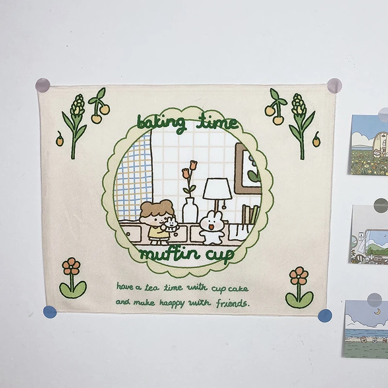 Гобелен Ins в стиле аниме с милым медведем настенный тканевый фон для спальни и