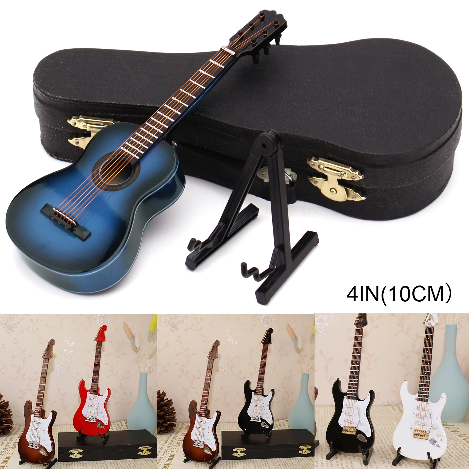 

Ornamental Miniature Replica Guitars Mini Classical Guitar/Electric Guitar Model Holiday Ornament UT