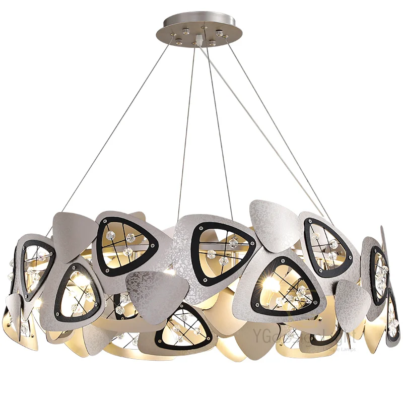 

LED Art Chandelier Pendant Lamp Light Postmodern Luxury High-end Dining Round Creative Bedroom Villa Lobby Crystal Hanging