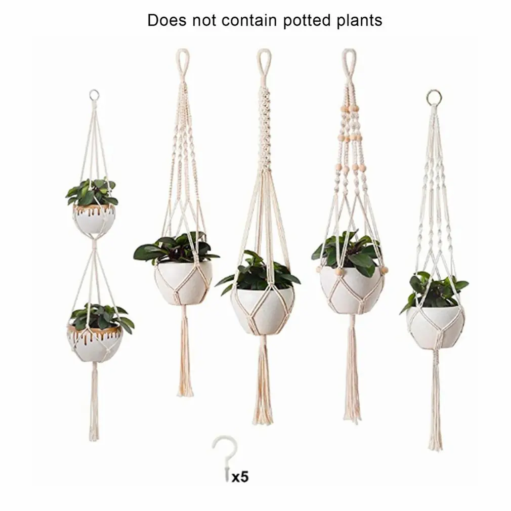 Женская Сетчатая Сумка хлопковая веревка подвесная корзина для садоводства