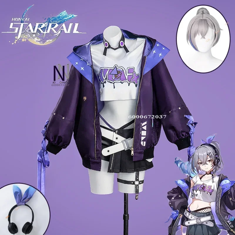 Honkai Star Rail Game Новый серебряный волк Косплей Костюм Парик Униформа Наушники