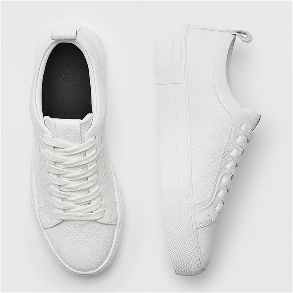 

2023 Spring Autumn Luxury England Style Fashion Genuine Leather Cowhide Casual Vulcanized Pure White Flat Shoes Sneakers Female