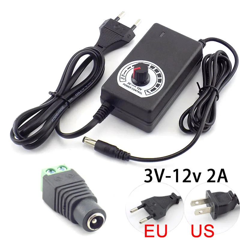 

3V-12V 2A 2000ma AC 100-220V to DC Adjustable Power Supply Adapter Universal Charger for Led Strip Light CCTV Camera w1