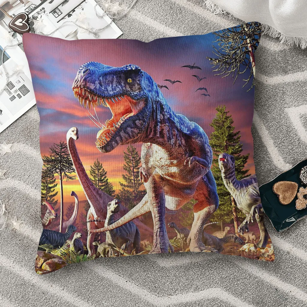 

Attack Cojines Throw Pillow Case Jurassic Park Dinosaurs Cushion Home Sofa Chair Print Decorative Coussin