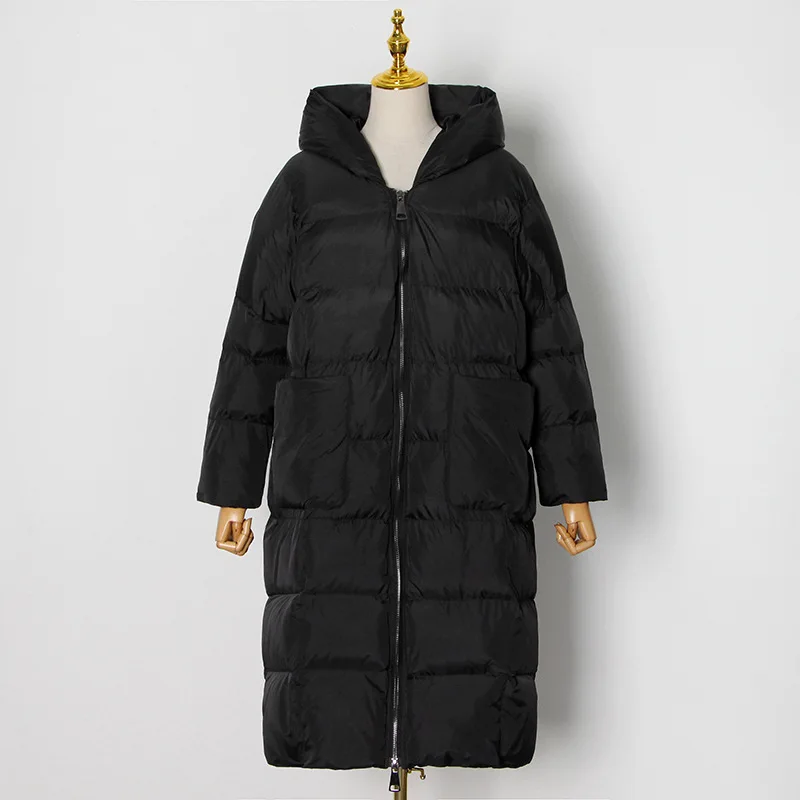 Fashion Temperament Casual Hooded Cotton Coat Long-sleeved Loose-fitting Long Women's Parka Coat Fashionable New Style 2022