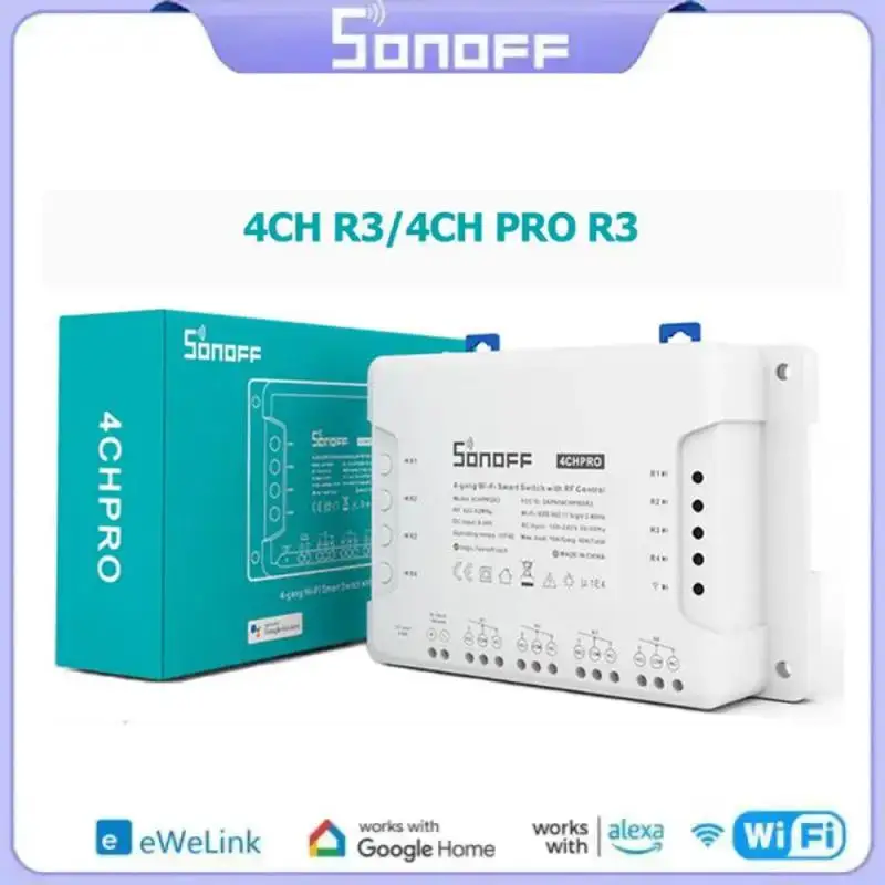 SONOFF 4CH R3/4CH PRO R3 4-бандовый интеллектуальный переключатель Wi-Fi 433 МГц Монтаж на