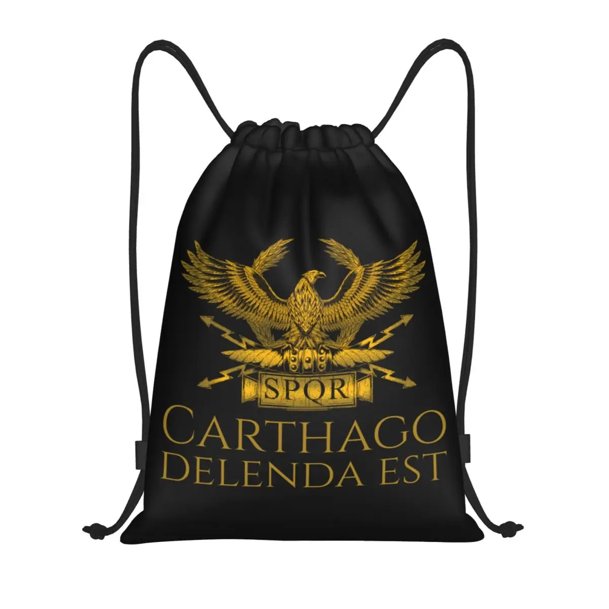 

Ancient Classical Roman History Carthago Delenda Est Latin Quote Drawstring Backpack Bags Imperial Golden Eagle Gym Sports