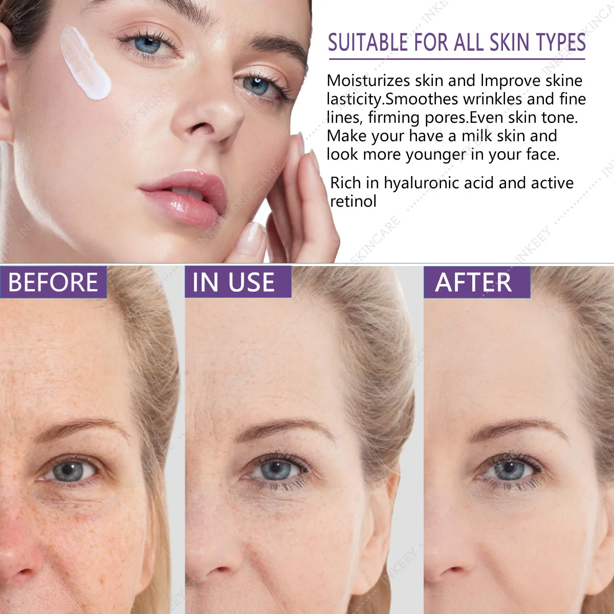 Антивозрастной крем для лица с гиалуроновой кислотой укрепляющий против морщин