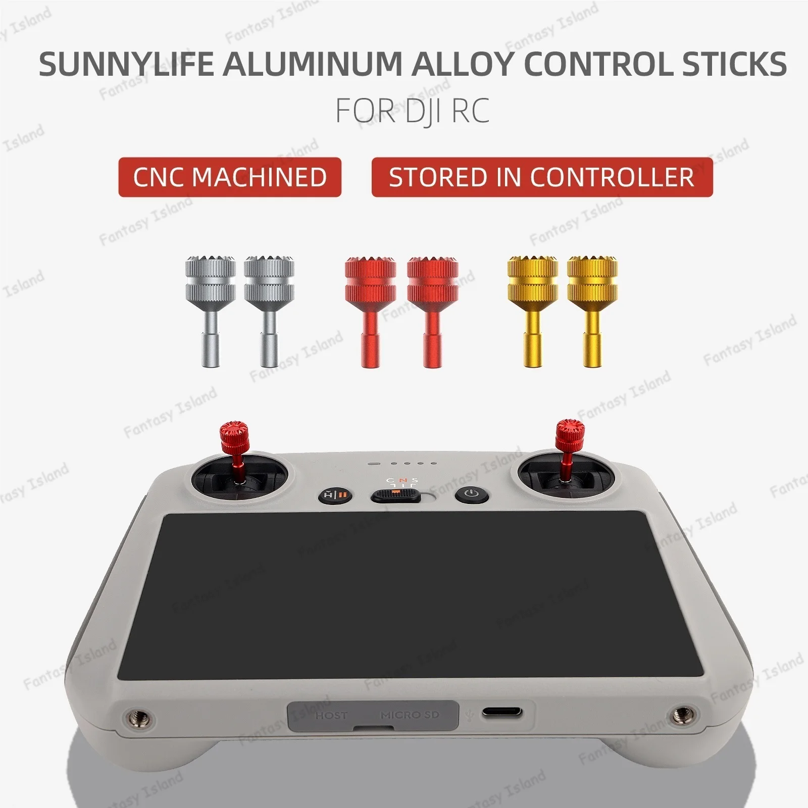 

Sunnylife 2pcs Control Sticks Aluminum Alloy Thumb Rocker Storable Joysticks for DJI RC Mini 3 Pro Controller MM3-YG393