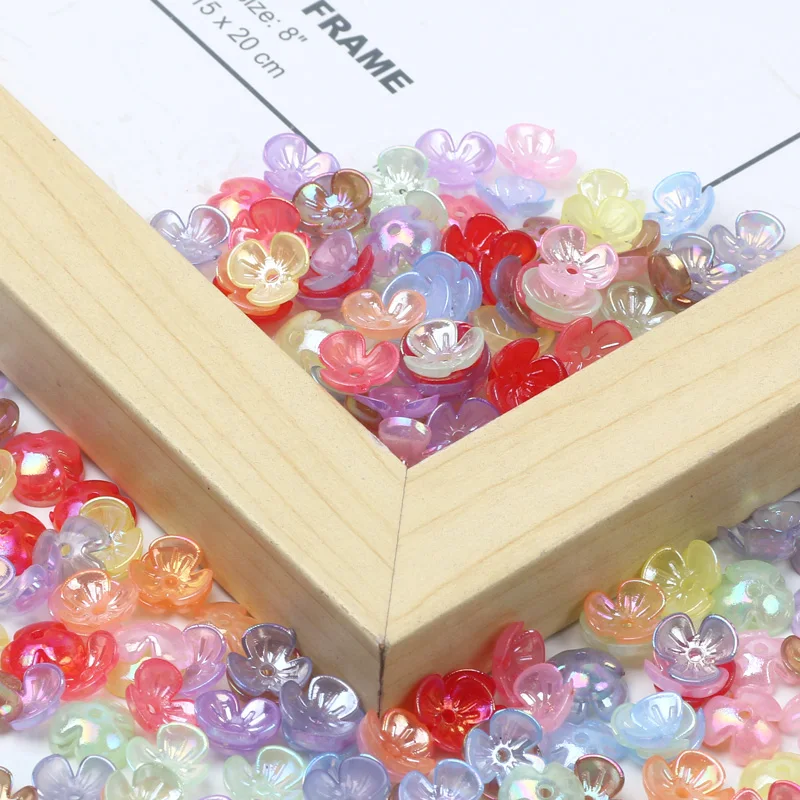 Три лепестка, цветок, искусственные Акриловые Бусины, 100/200 шт., имитация жемчуга, аксессуары ручной работы