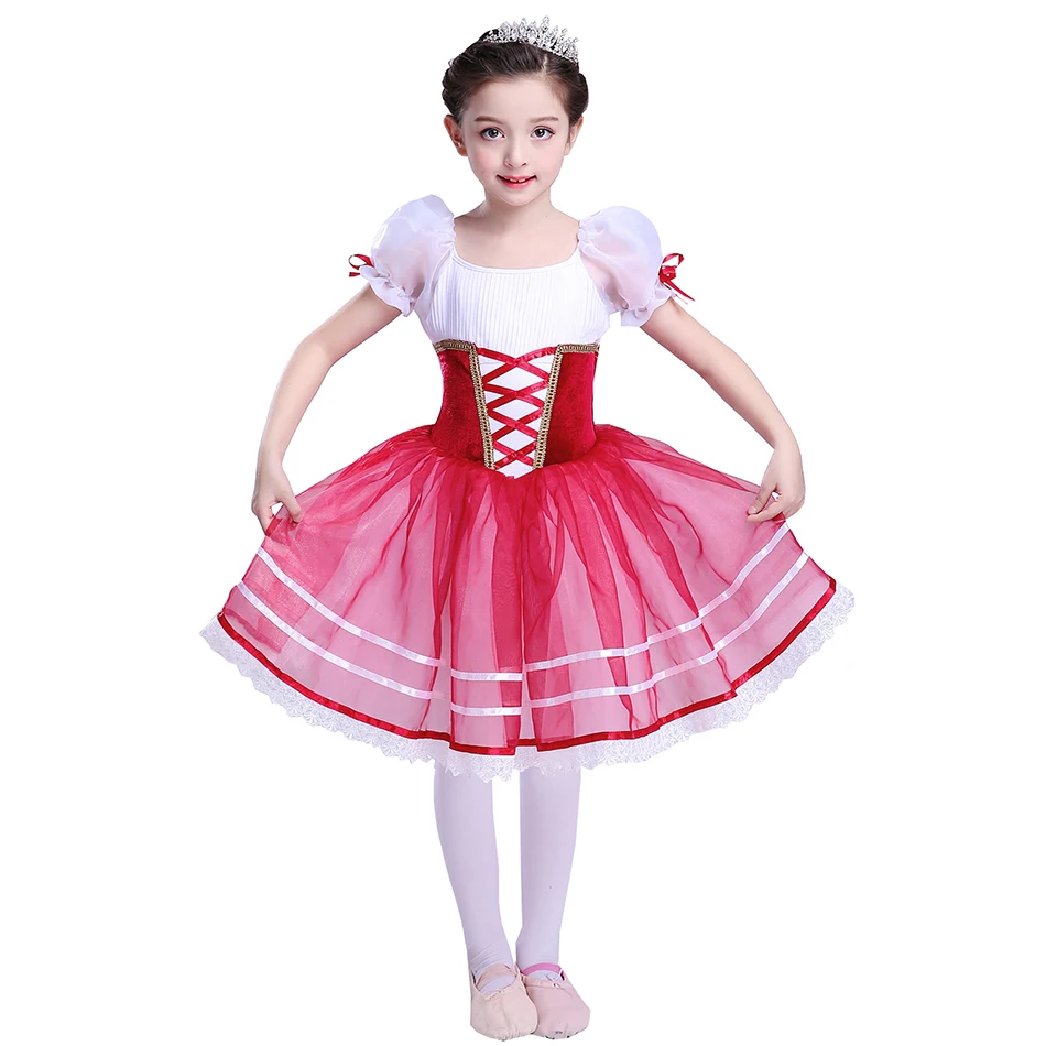 Robe Tutu de Ballet professionnelle, lac des cygnes rouges, pour enfants et femmes, Costumes de danse de fête de ballerine, robe