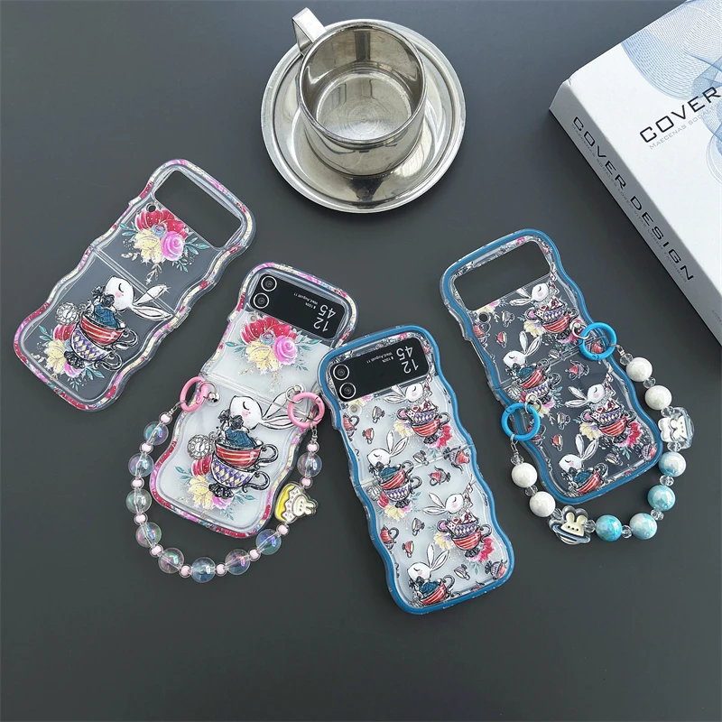 

Disney Alice's Adventures in Wonderland White Rabbit Phone Case For Samsung Galaxy Z Flip 3 4 5G ZFlip3 ZFlip4 Flip3 Flip4 Cover