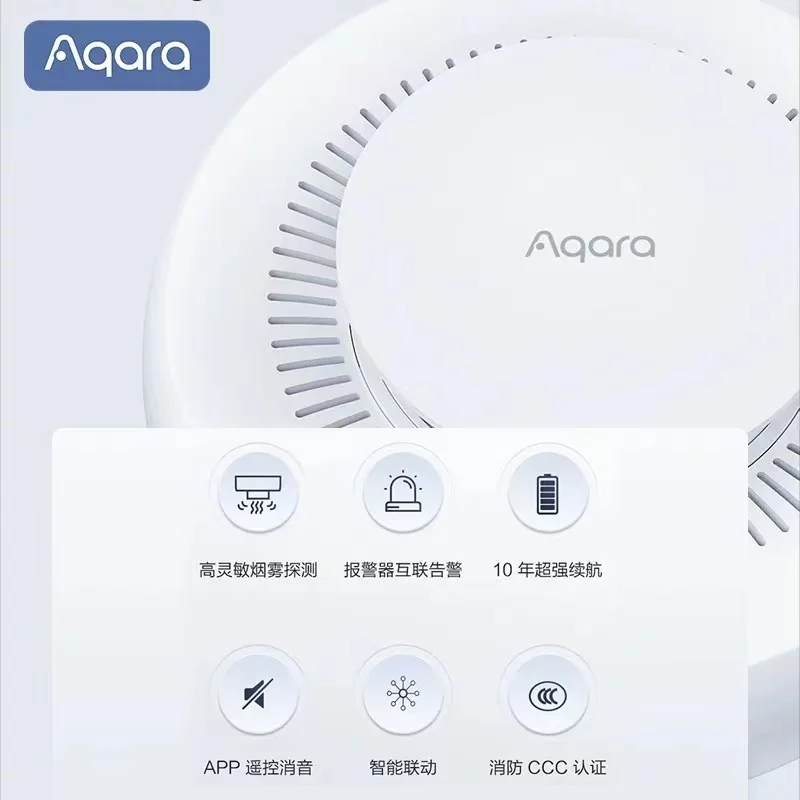 Умный детектор дыма Aqara Zigbee Высокочувствительный работает с приложением Mi home kit 3 0
