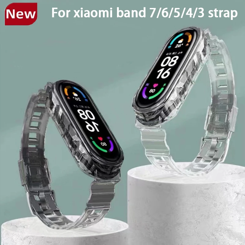 

Transparent Bracelet For Xiaomi Band 7 NFC Watchband Miband 6 Breathable Wrist Glacier Smartwatch Correa Mi Band 6 5 4 3 Strap