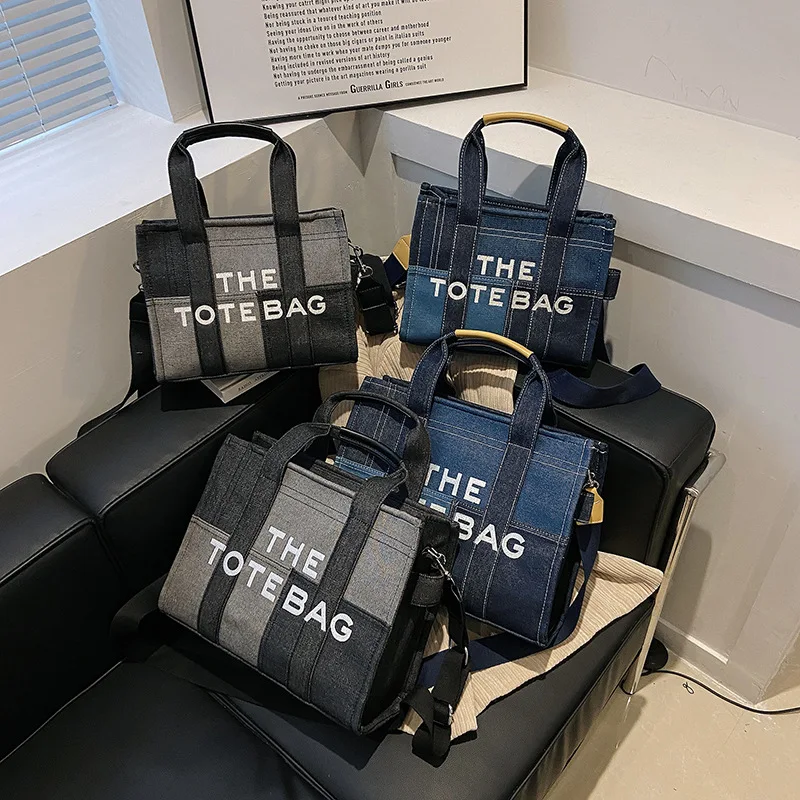 

2023 Luxury Brands Denim The Tote Bags for female Handbags Designer Canvas Shoulder Crossbody Bag Patchwork Shopper Bag