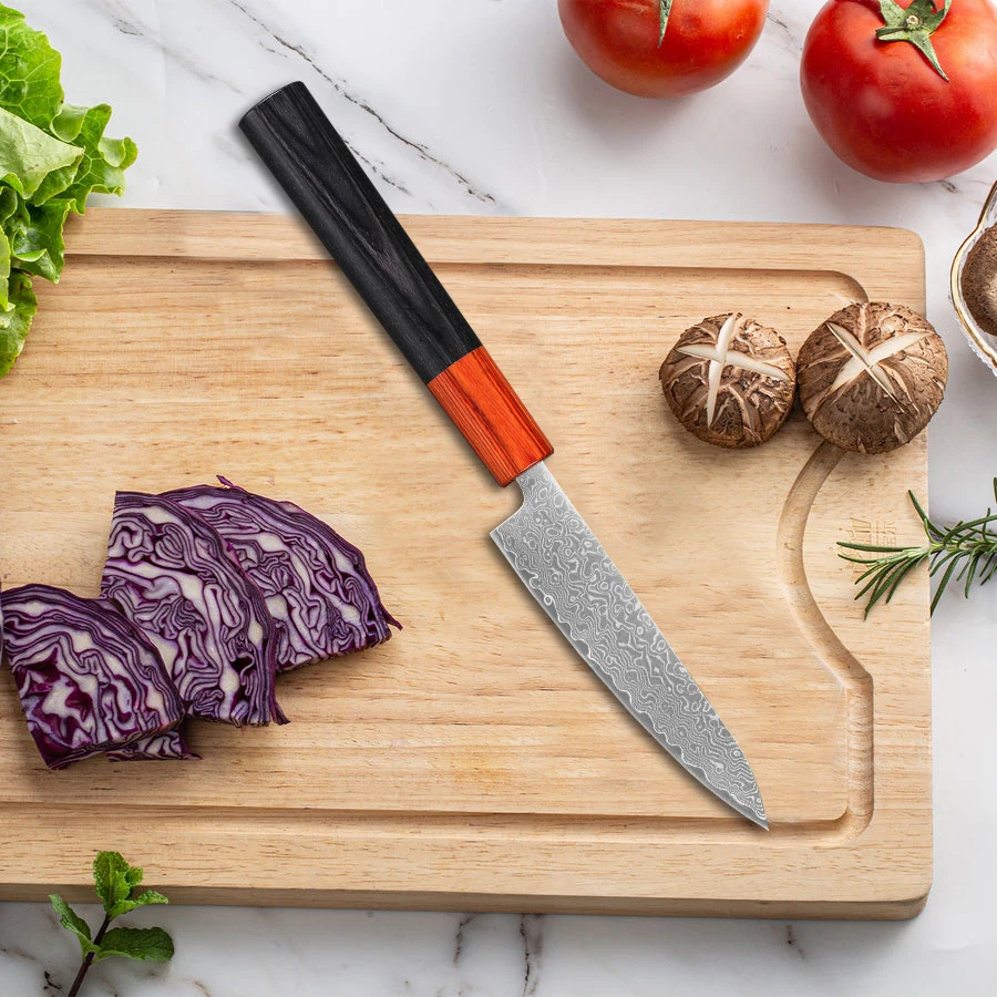 Японский нож ручной работы из дамасской стали профессиональный кухонный