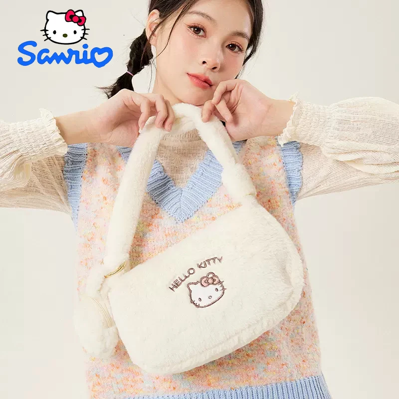 

New Hello Kitty Plush Handbag Female New Sanrio Fashion Casual Korean Shoulder Bag Female Pink Cute Plush Spot Bag Girls Gifts