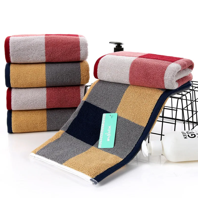 

Retro Pinstripe 100% Combed Cotton Towel Yarn-Dyed Craft Embroidered Jacquard Bathroom Towel Skin-Friendly Face Towel for Kids