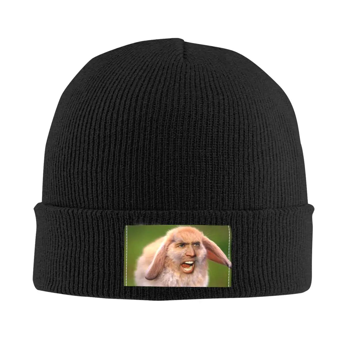 

Nicolas Cage Rabbit Skullies Beanies Caps Men Women Unisex Streetwear Winter Warm Knit Hat Adult Funny Meme Bonnet Hats